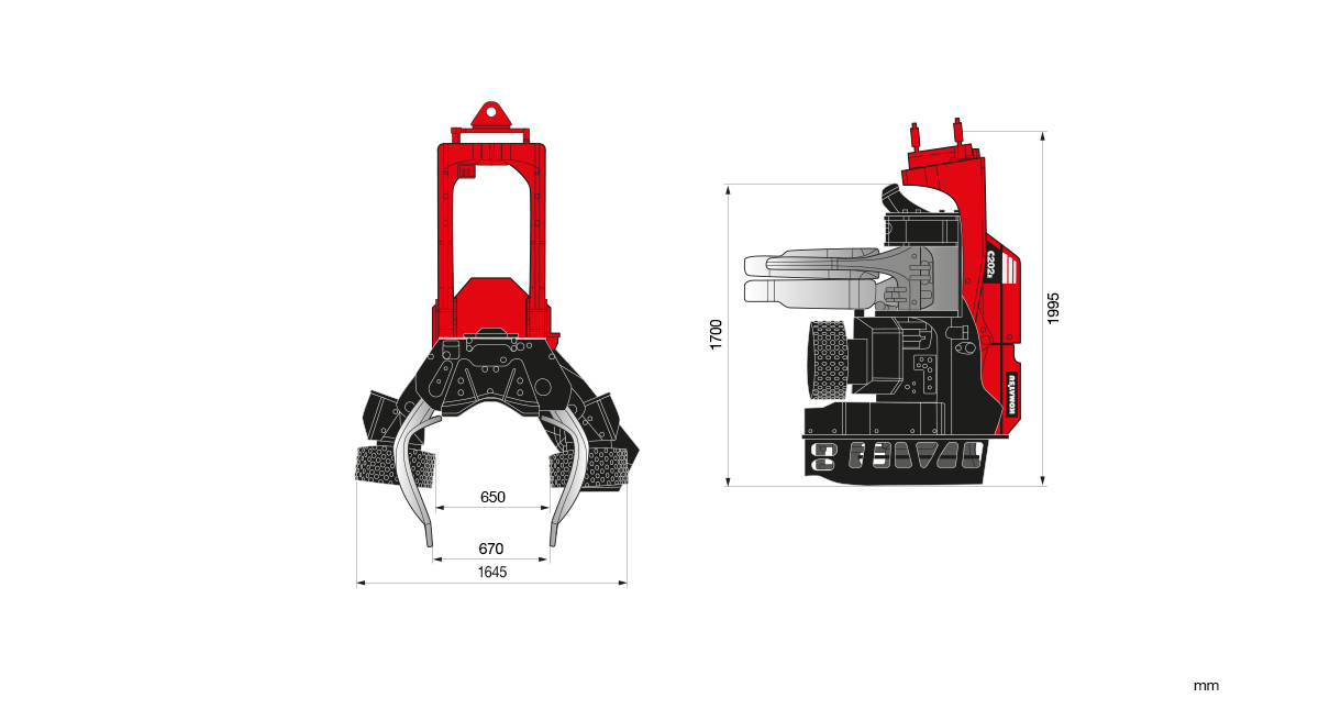 Komatsu C202 technical drawing