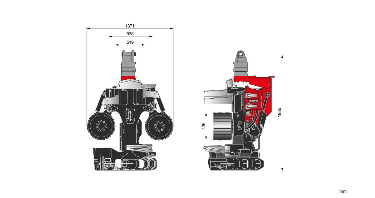 Komatsu S92 technical drawing